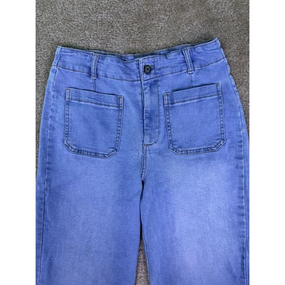 Bagatelle Collection Jeans Womens Size 30 Wide Leg Crop Denim Patch Pockets E141 - Picture 2 of 13